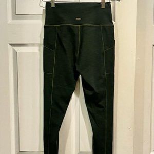 PrAna Hunter Green Leggings with Side Pockets Textured Material